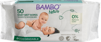 BAMBO Nature Biodegradable mitrās salvetes, 50 gab.