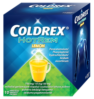 COLDREX  HotRem Lemon iekšķīgi lietojama šķīduma pagatavošanai pulveris, 10 gab.