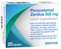 PARACETAMOL ZENTIVA 500 mg pills, 20 pcs.