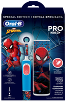 ORAL-B Pro Kids Spiderman ar ceļojumu futrāli elektriskā zobu birste, 1 gab.