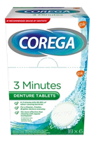Corega 3 Minutes Denture 6x18 tabletes zobu protēžu tīrīšanai, 6 gab.