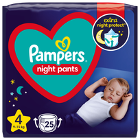 PAMPERS Night 4 (9-15 kg) biksītes, 25 gab.