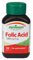 JAMIESON Folic Acid 1 mg tabletes, 100 gab.