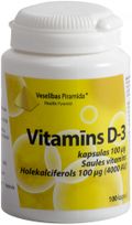VESELĪBAS PIRAMĪDA Vitamin D3 capsules, 100 pcs.
