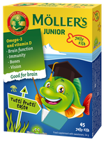 P.Moller JUNIOR (augļu garša) želejas zivtiņas, 45 gab.