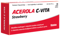 ACEROLA C-vita Strawberry košļājamās tabletes, 30 gab.