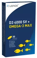 JONAX D3 4000 SV + Omega-3 Max kapsulas, 30 gab.