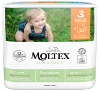 MOLTEX Eco Pure & Nature 3 Midi (4-9 кг) подгузники, 33 шт.