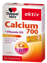 DOPPELHERZ Calcium 700 + Vitamin D3 tabletes, 30 gab.