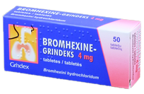 BROMHEXINE GRINDEKS 4 mg tabletes, 50 gab.