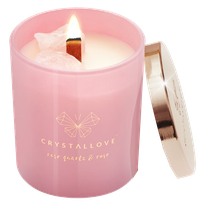 CRYSTALLOVE Clear Quartz & Rose Candle ароматическая свеча, 1 шт.