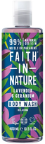 FAITH IN NATURE Lavender & Geranium dušas želeja, 400 ml