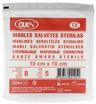OLKO  8 layers, 10 x 10 cm gauze swabs, 5 pcs.