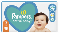 PAMPERS Active Baby Dry 3 (6-10 kg) autiņbiksītes, 66 gab.