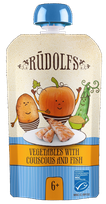 RŪDOLFS Овощи, Кускус, Рыба БИО 6+ пюре, 110 г