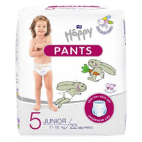 HAPPY   Pants Junior  11-18 kg, 5. izmērs autiņbiksītes, 22 gab.
