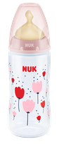 NUK First Choice+ Ar Temperatūras Kontroles Indikatoru Un Lateksa Knupi, 300 Ml (0-6 Mēn.), M Izmēra Atvere (piena Maisījumiem), Polipropelēna  pudelīte, 1 gab.