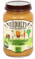 RŪDOLFS Овощи, Индейка БИО 6+ пюре, 190 г