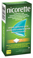 NICORETTE   Freshfruit 4 mg ārstnieciskā košļājamā gumija, 30 gab.