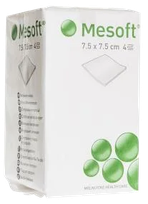MESOFT   7.5x7.5 cm četrslāņu nesterilās salvetes, 100 gab.