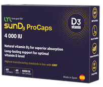 LYL sunD3 ProCaps 4000 S kapsulas, 60 gab.