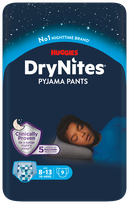 HUGGIES DryNites Zēniem 8-13 gadi autiņbiksītes, 9 gab.