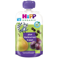 HIPP Organic Plum Blackcurrant in Pear (6+) biezenis, 100 g