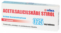 ACETILSALICILSKĀBE Stirol 325 mg tabletes, 10 gab.