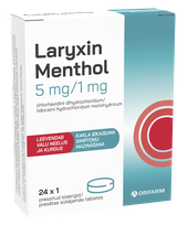 LARYXIN Menthol 5mg/1mg sūkājamās tabletes, 24 gab.