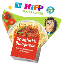 HIPP spageti bolonēze ar Vidusjūras garšaugiem no 1gada biezenis, 250 g