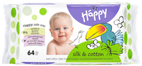 HAPPY   Silk & Cotton mitrās salvetes, 64 gab.