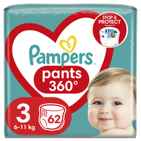 PAMPERS Pants 3, 6-11 kg autiņbiksītes, 62 gab.