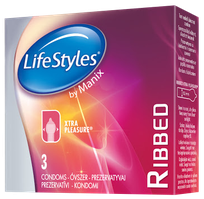 LIFESTYLES Ribbed prezervatīvi, 3 gab.