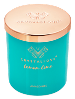 CRYSTALLOVE Amazonite Soy Candle & Lemon Lime scented candle, 400 g