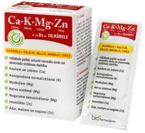 BIOFARMACIJA Ca+K+Mg+Zn with vit.D3 and HAWTHORNS powder, 14 pcs.