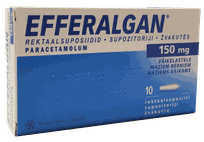 EFFERALGAN 150 mg supozitoriji, 10 gab.