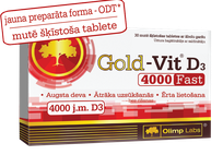OLIMP LABS Gold Vit D3 4000 Fast tabletes, 30 gab.