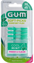GUM Soft-Picks Comfort Flex, Medium Mint zobstarpu birstīte, 40 gab.