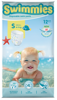 MOLTEX Swimmies S (4-9 kg) swimming diapers, 12 pcs.