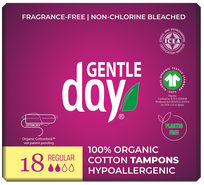 GENTLE DAY Regular Organic Cotton tamponi, 18 gab.