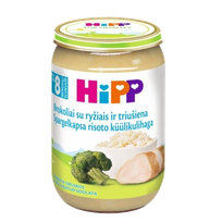 HIPP rīsi ar brokoļiem un truša gaļu, 8 mēn. biezenis, 220 g