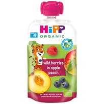 HIPP Organic Wild Berries in Apple Peach (4+) biezenis, 100 g