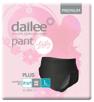 DAILEE Lady Premium Black Plus L nappy pants, 15 pcs.