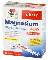 DOPPELHERZ Aktiv Magnesium 400 + B6 + B12 + Folsäure Direct paciņas, 20 gab.