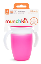 MUNCHKIN Miracle 360, pink, 6m+ mācību krūzīte, 207 ml