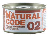 NATURAL CODE 02 Chicken And Shrimp canned food for cats, 85 g