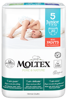 MOLTEX Eco Pure & Nature 5 Junior (9-14 kg) biksītes, 20 gab.