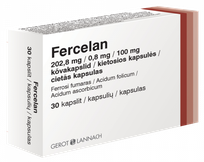FERCELAN 202,8 mg/0,8 mg/100 mg cietās kapsulas, 30 gab.