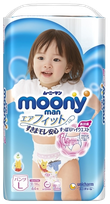 MOONY Airfit L (9-14kg) meiteņu autiņbiksītes, 44 gab.
