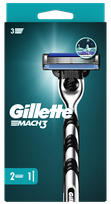 GILLETTE Mach3 2 Cartidges + razor, 1 pcs.